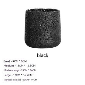 Nordic Cement Flowerpot Creative Volcanic Rock Breathable Greenery Potted Pot With Tray Flowerpot