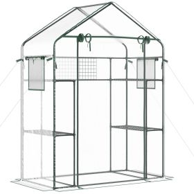 Petite Walk-in Growhouse with Ventilated Entries, Plant Tags, and Tiered Racks