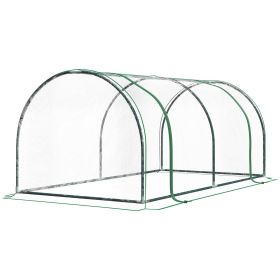7' x 3' x 2.5' Mini Greenhouse, Portable Greenhouse Hot House with 4 Zippered Doors & PVC Cover for Outdoor Garden Lawn, Clear