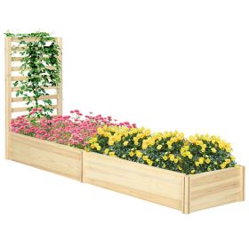 Wood Planter Box with Trellis for Climbing Plants, Raised Garden Bed for Outdoor Flowers Herbs, 91"x24"x43", Natural