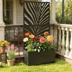 Metal flower pots, elevated garden beds, plant racks