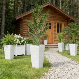 A set of 3 outdoor flower pots, conical flower pots, can save space, white