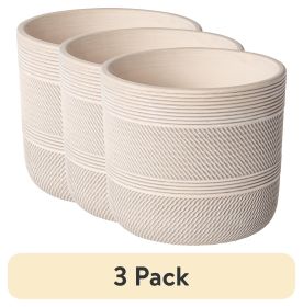 (3 pack)Pottery 8" Tye Ceramic Planter, White