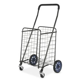 Metal 1 Compartment Rolling Metal Shopping / Utility Cart - Black