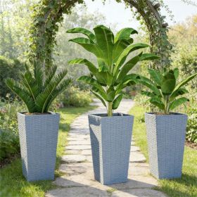 Outdoor flowerpot, set of 3, conical flowerpot,  Light Gray