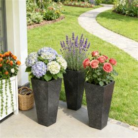 High flower pot, plastic flower pot, black