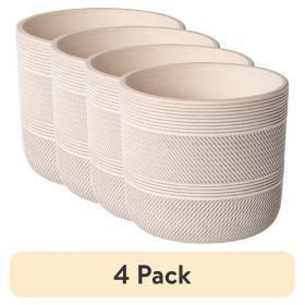 6" x 6" x 5.3" Round White Ceramic Tye Plant Planter