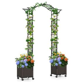 2-in-1 Garden Arch with Planter Boxes - Self-Watering System, 8 Lockable Wheels & PE-Coated Metal