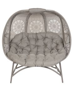 56 H x 50 W x 26 D Outdoor Beige Cozy Pumpkin Loveseat with Cushion and Dreamcatcher Design