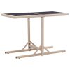 Patio Table Beige 43.3"x20.9"x28.3" Glass and Poly Rattan