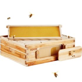 VEVOR Bee Hive Medium Box Starter Kit, 100% Beeswax Coated Natural Fir Wood, Langstroth Beehive Kit with 10 Frames and Foundations