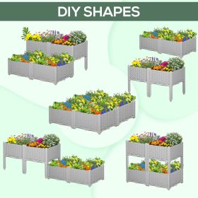 4-Piece Raised Garden Bed with Legs, Self-Watering Planter Box Raised Bed to Grow Flowers, Herbs & Vegetables, Gray