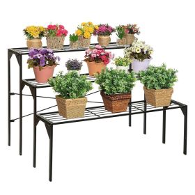 1PC Outdoor 3 Tier Metal Plant Stand with Heavy Duty Rack for Multiple Use