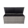 Outdoor Storage Box, 113 Gallon Wicker Patio Deck Boxes with Lid, Outdoor Cushion Storage Container Bin Chest for Kids Toys, Pillows, Towel Grey