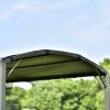Outdoor 7Ft.Wx4.5Ft.L Iron Double Tiered Backyard Patio BBQ Grill Gazebo with Side Awning, Bar Counters and Hooks
