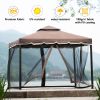 Outdoor Steel Vented Dome Top Patio Gazebo with Netting for Backyard, 9.8Ft. Wx9.8Ft.L  Poolside and Deck