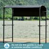Outdoor 7Ft.Wx4.5Ft.L Iron Double Tiered Backyard Patio BBQ Grill Gazebo with Side Awning, Bar Counters and Hooks
