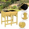 Raised Wooden Planter Vegetable Flower Bed with Liner
