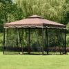 Outdoor Steel Vented Dome Top Patio Gazebo with Netting for Backyard, 9.8Ft. Wx9.8Ft.L  Poolside and Deck