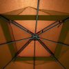 Outdoor Steel Vented Dome Top Patio Gazebo with Netting for Backyard, 9.8Ft. Wx9.8Ft.L  Poolside and Deck