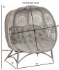 56 H x 50 W x 26 D Outdoor Beige Cozy Pumpkin Loveseat with Cushion and Dreamcatcher Design