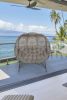 56 H x 50 W x 26 D Outdoor Beige Cozy Pumpkin Loveseat with Cushion and Dreamcatcher Design