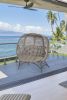 56 H x 50 W x 26 D Outdoor Beige Cozy Pumpkin Loveseat with Cushion and Dreamcatcher Design