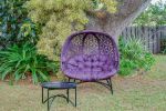 56 H x 50 W x 26 D Outdoor Purple Cozy Pumpkin Loveseat with Cushion and Flower of Life Design