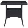 Patio Dining Table Black Poly Rattan and Glass