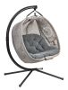 66 H x 50 W x 43 D Outdoor Beige Hanging Pumpkin Patio Loveseat Chair with Cushion, C Type Bracket, and Dreamcatcher Design