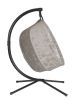 66 H x 50 W x 43 D Outdoor Beige Hanging Pumpkin Patio Loveseat Chair with Cushion, C Type Bracket, and Branch Design