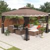 Outdoor Steel Vented Dome Top Patio Gazebo with Netting for Backyard, 9.8Ft. Wx9.8Ft.L  Poolside and Deck