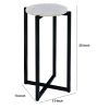 Ivy 24.5 Inch Marble Top Accent Round Side Table with Metal Frame, White and Black