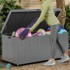Outdoor Storage Box with Waterproof Inner,140 Gallon Large Wicker Patio Storage Bin