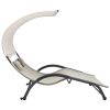 Double Sun Lounger with Canopy Textilene Cream