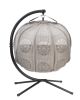 66 H x 50 W x 43 D Outdoor Beige Hanging Pumpkin Patio Loveseat Chair with Cushion, C Type Bracket, and Dreamcatcher Design