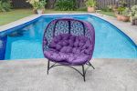 56 H x 50 W x 26 D Outdoor Purple Cozy Pumpkin Loveseat with Cushion and Flower of Life Design