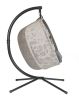 66 H x 50 W x 43 D Outdoor Beige Hanging Pumpkin Patio Loveseat Chair with Cushion, C Type Bracket, and Branch Design