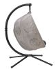 66 H x 50 W x 43 D Outdoor Beige Hanging Pumpkin Patio Loveseat Chair with Cushion, C Type Bracket, and Dreamcatcher Design