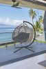 66 H x 50 W x 43 D Outdoor Beige Hanging Pumpkin Patio Loveseat Chair with Cushion, C Type Bracket, and Branch Design