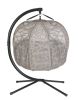 66 H x 50 W x 43 D Outdoor Beige Hanging Pumpkin Patio Loveseat Chair with Cushion, C Type Bracket, and Branch Design