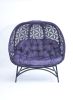 56 H x 50 W x 26 D Outdoor Purple Cozy Pumpkin Loveseat with Cushion and Flower of Life Design