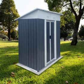 5FTx3FT Pent Roof Grey Outdoor Tool Bike Storage Garden Shed Tool House (Option: Grey)