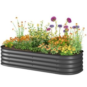 4.9' x 2' x 1' Galvanized Raised Garden Bed Kit, Metal Planter Box with Safety Edging, Dark Gray (Option: Dark Gray-595x360x170 mm)