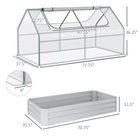 6 X 3 X 1ft Raised Garden Bed With Mini Greenhouse, Galvanized Raised Garden Bed With Cover For Herbs And Vegetables, Small Greenhouse For Patio (Option: Clear Light Gray)