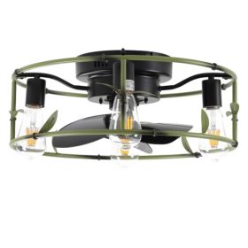 Built-in Ceiling Fan With Light And Remote Control Unavailable Platform- Temu (Option: Green)