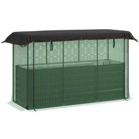 Galvanized Steel Planter Box with Crop Cage and Shade Cloth, Raised Garden Bed for Flowers, Veggies and Herbs, Dark Gray (Option: Dark Gray-695x355x185 mm)