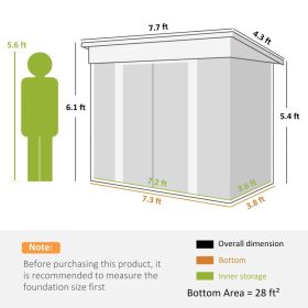Metal Garden Shed, Backyard Tool Storage Shed With Dual Locking Doors, 2 Air Vents And Steel Frame, White (Option: white)