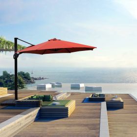 11FT Deluxe Patio Aluminum Umbrella with Weight Base (Color: as Pic)