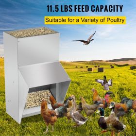 VEVOR Galvanized Poultry Feeder Holds Feed Chicken Feeders No Waste Hanging Chicken Feeder with Lid Weatherproof Outdoor Coop Food Dispenser for Duck (Overall Dimension: 21x16x33 cm/8.3x6.3x12.9 in)